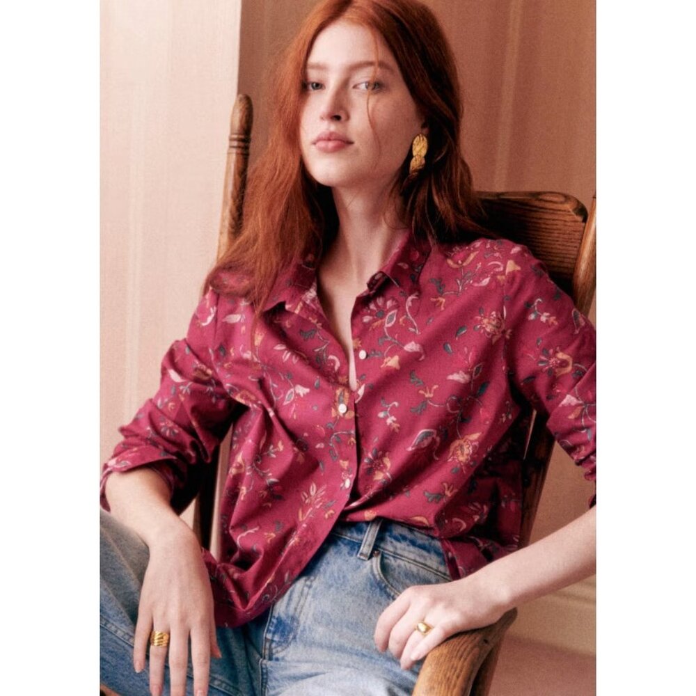 NWT Sezane x Les Composantes Pierro Shirt in Mona Floral Cotton 34 / 2